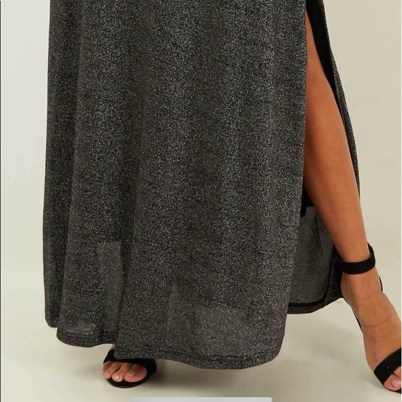 Showpo Black Sparkly Maxi Dress Size 4 - Picture 3 of 3